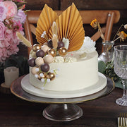 25 Palm Leaf Flower Ball Cake Toppers - Assorted CAKE_TOP_014_MIX_NAT