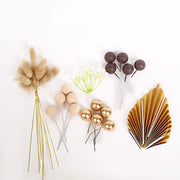 25 Palm Leaf Flower Ball Cake Toppers - Assorted CAKE_TOP_014_MIX_NAT