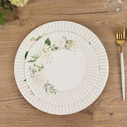 25 Paper 8" Round Dessert Plates Floral Print - White and Sage Green DSP_PPR0029_8_SAGE