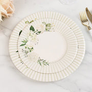 25 Paper 8" Round Dessert Plates Floral Print - White and Sage Green DSP_PPR0029_8_SAGE