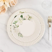 25 Paper 8" Round Dessert Plates Floral Print - White and Sage Green DSP_PPR0029_8_SAGE