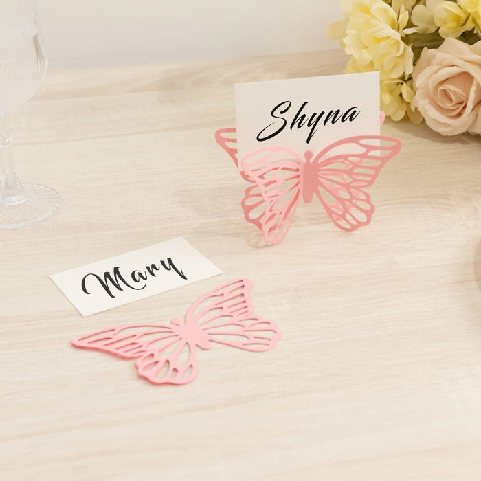 25 Paper Butterfly Place Card Holders with White Printable Cards