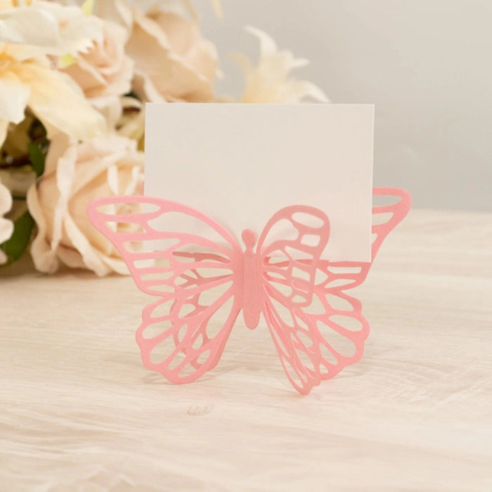 25 Paper Butterfly Place Card Holders with White Printable Cards