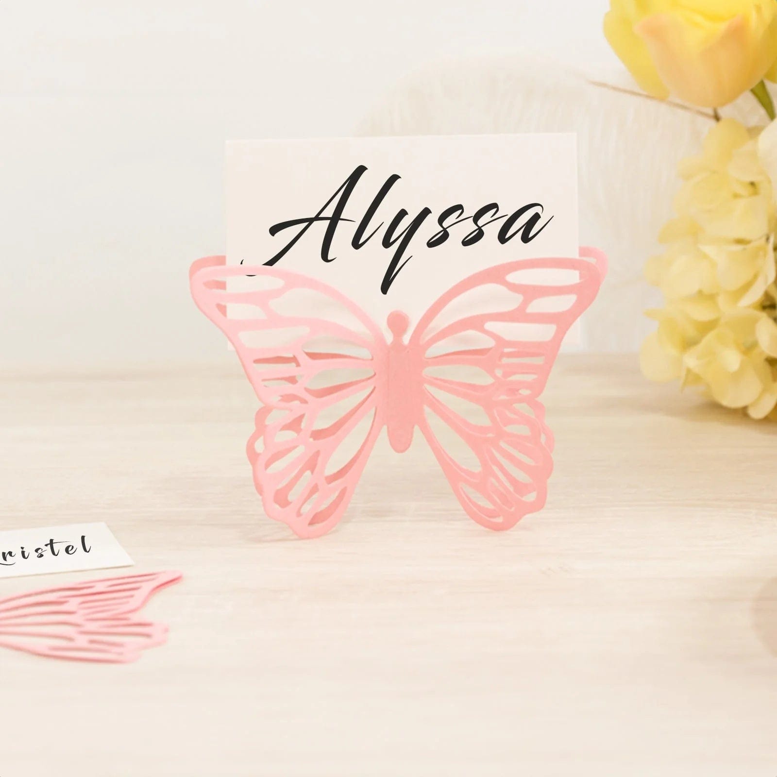 25 Paper Butterfly Place Card Holders with White Printable Cards