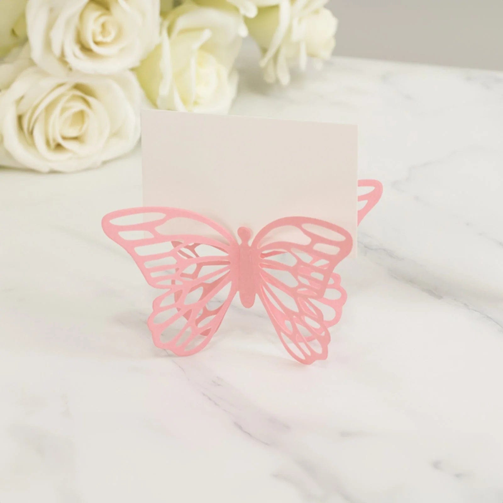 25 Paper Butterfly Place Card Holders with White Printable Cards