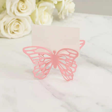 25 Paper Butterfly Place Card Holders with White Printable Cards