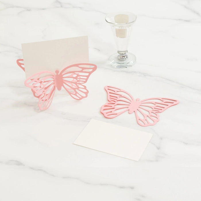 25 Paper Butterfly Place Card Holders with White Printable Cards