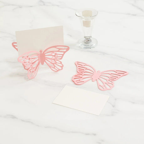 25 Paper Butterfly Place Card Holders with White Printable Cards