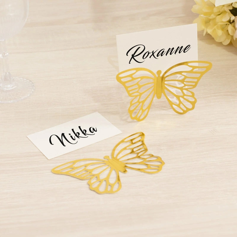 25 Paper Butterfly Place Card Holders with White Printable Cards