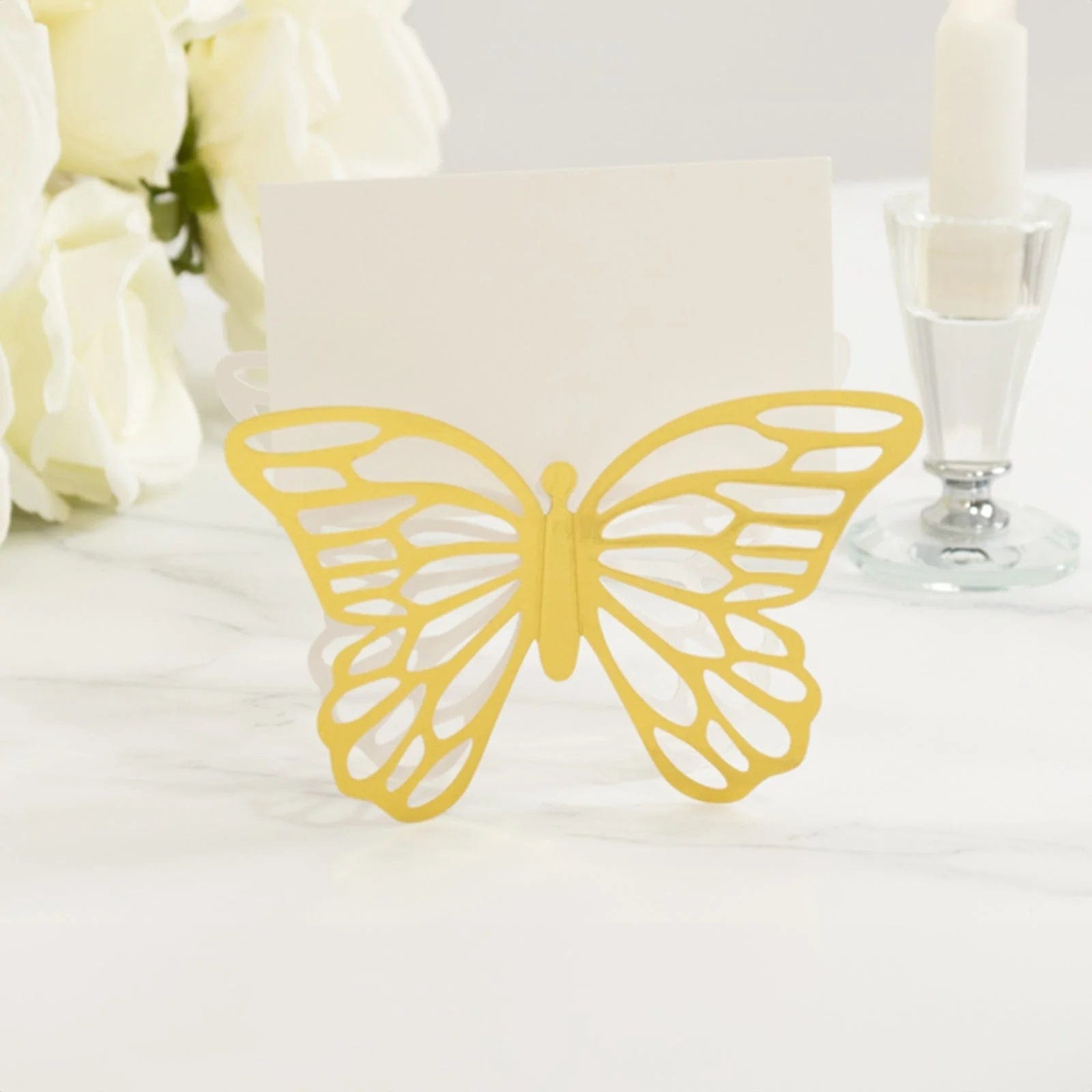 25 Paper Butterfly Place Card Holders with White Printable Cards