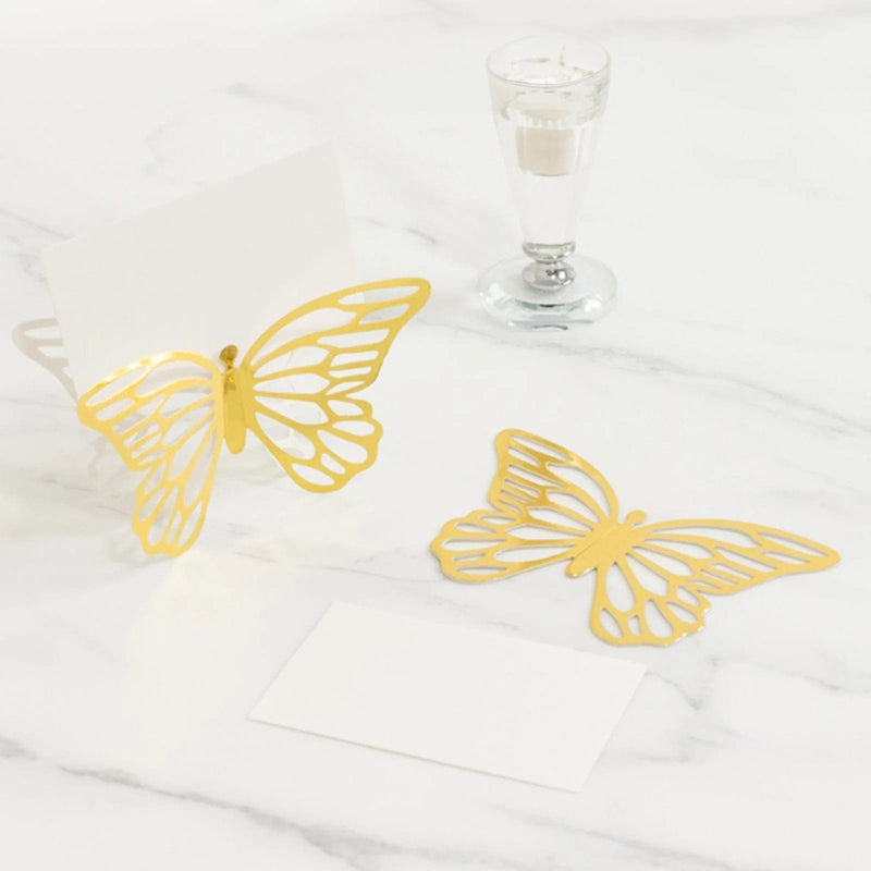 25 Paper Butterfly Place Card Holders with White Printable Cards