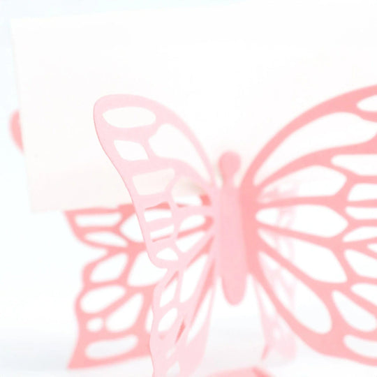 25 Paper Butterfly Place Card Holders with White Printable Cards CARD_PAP03_3X5_PINK