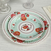 25 Paper Round Plates with Vintage Rose Flower Print