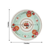 25 Paper Round Plates with Vintage Rose Flower Print
