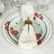 25 Paper Round Plates with Vintage Rose Flower Print