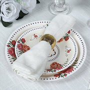 25 Paper Round Plates with Vintage Rose Flower Print