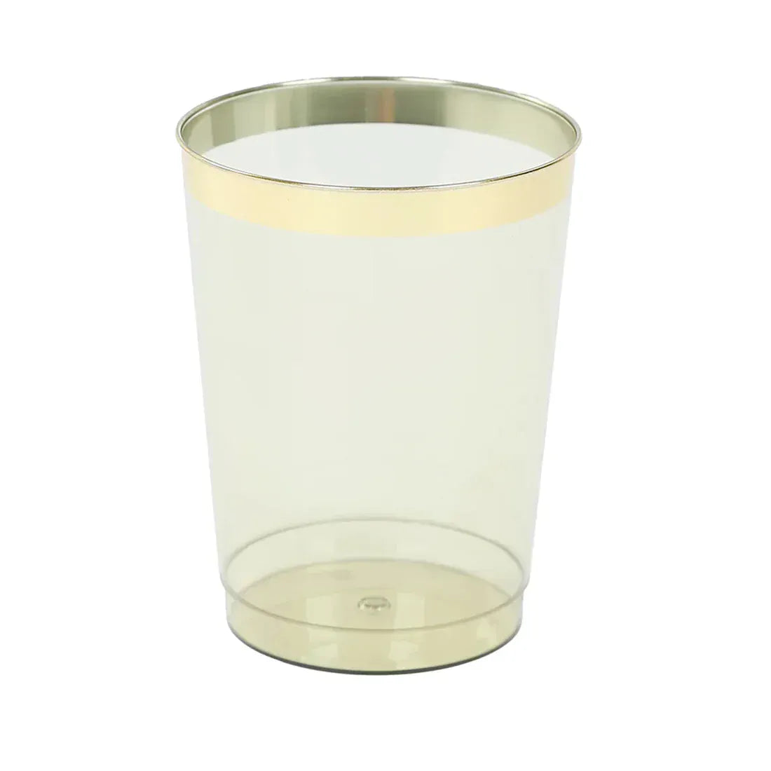 25 pcs 10 oz. Transparent  Plastic Cups Disposable Tableware with Gold Rim - Dusty Sage Green PLST_CU0035_087GD