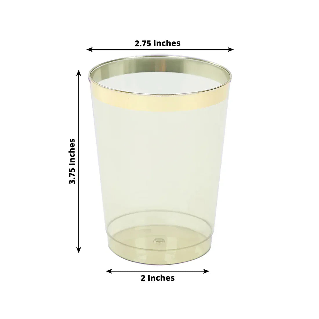 25 pcs 10 oz. Transparent  Plastic Cups Disposable Tableware with Gold Rim - Dusty Sage Green PLST_CU0035_087GD