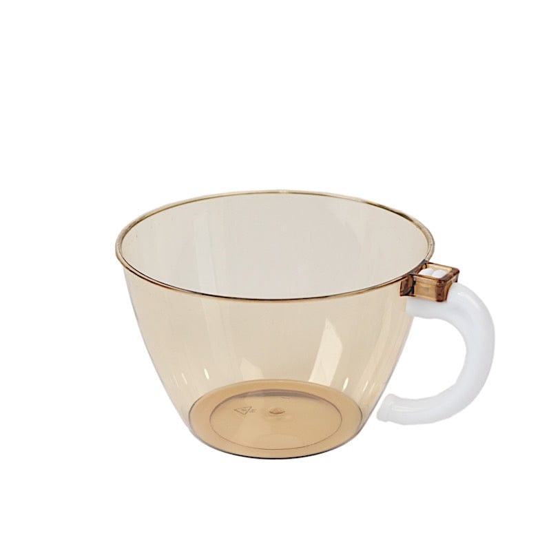 25-Pack Amber Gold Plastic Coffee Cups With Handles 6Oz | Hard Disposable Tea Mugs For Hot Drinks - Weddings, Events By eFavormart Party Shop