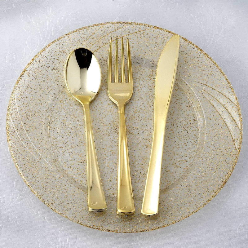25 pcs Glittered Dinner Spoons - Disposable Tableware