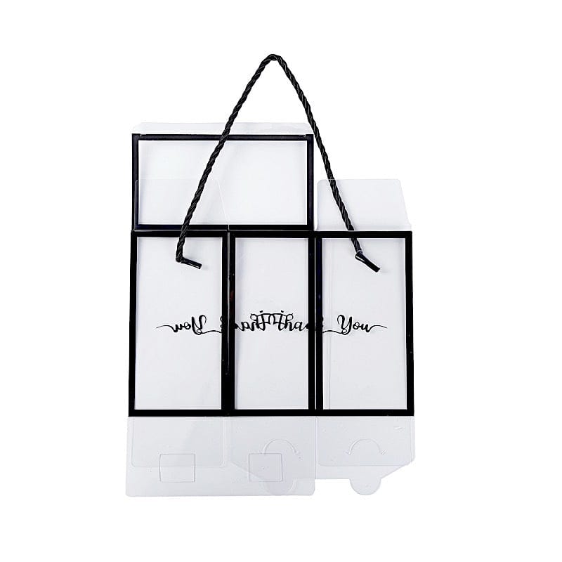 25 PVC Favor Boxes with Rope Handles and Thank You Print - Clear