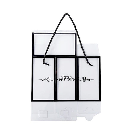 25 PVC Favor Boxes with Rope Handles and Thank You Print - Clear