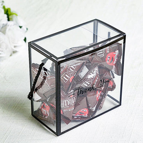 25 PVC Favor Boxes with Rope Handles and Thank You Print - Clear