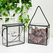 25 PVC Favor Boxes with Rope Handles and Thank You Print - Clear
