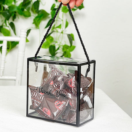 25 PVC Favor Boxes with Rope Handles and Thank You Print - Clear