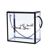 25 PVC Favor Boxes with Rope Handles and Thank You Print - Clear