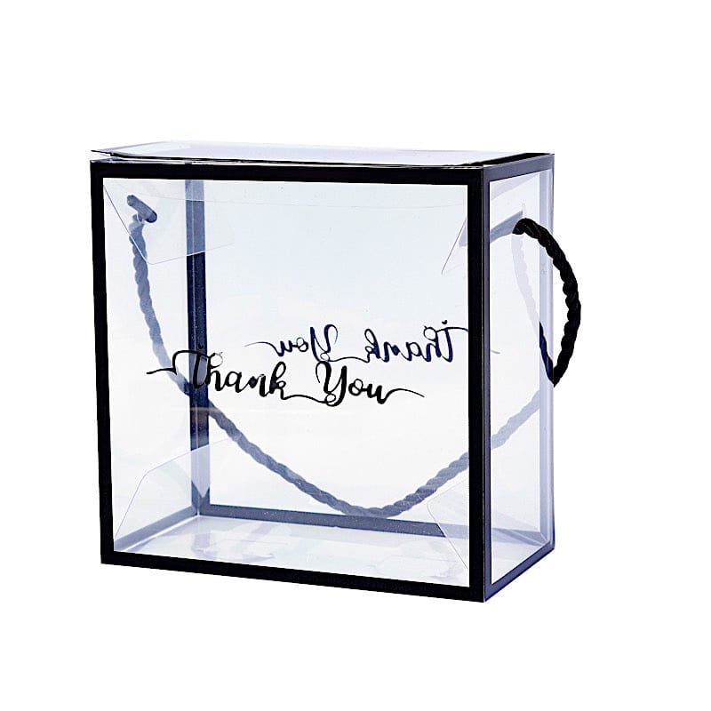 25 PVC Favor Boxes with Rope Handles and Thank You Print - Clear BAG_PVC06_6X6_CLBK