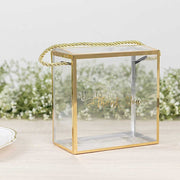 25 PVC Favor Boxes with Rope Handles and Thank You Print - Gold and Clear BAG_PVC06_6X6_CLGD