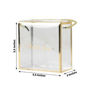 25 PVC Favor Boxes with Rope Handles and Thank You Print - Gold and Clear BAG_PVC06_6X6_CLGD