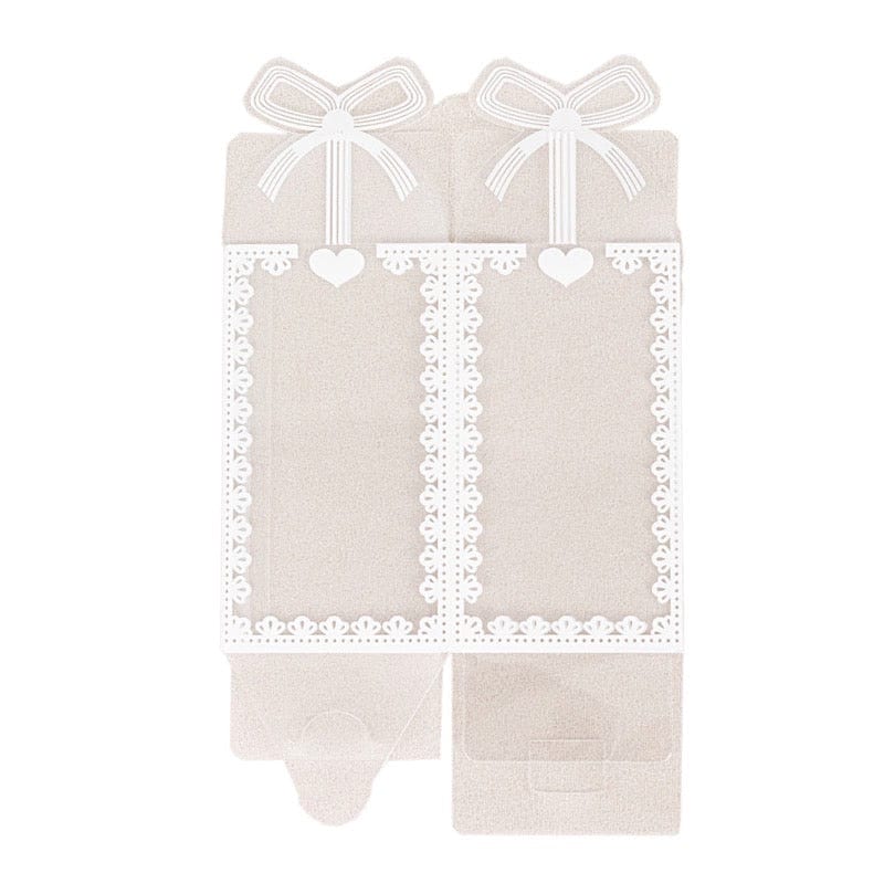 25 Rectangular Favor Boxes with Bowknot and Lace Pattern - Clear and White BOX_2X2X4_CLR