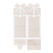 25 Rectangular Favor Boxes with Bowknot and Lace Pattern - Clear and White BOX_2X2X4_CLR