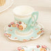 25 Rose Floral Print Paper Cups and Saucers Set - Disposable Tableware