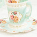 25 Rose Floral Print Paper Cups and Saucers Set - Disposable Tableware