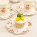 25 Rose Floral Print Paper Cups and Saucers Set - Disposable Tableware