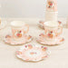 25 Rose Floral Print Paper Cups and Saucers Set - Disposable Tableware