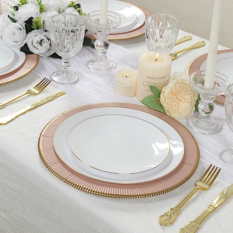 25 Round 13" Disposable Paper Charger Plates with Metallic Rim