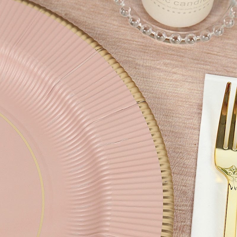 25 Round 13" Disposable Paper Charger Plates with Metallic Rim