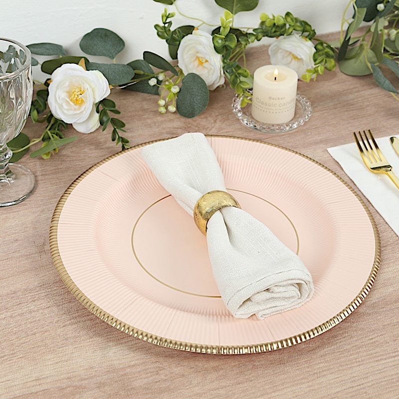 25 Round 13" Disposable Paper Charger Plates with Metallic Rim