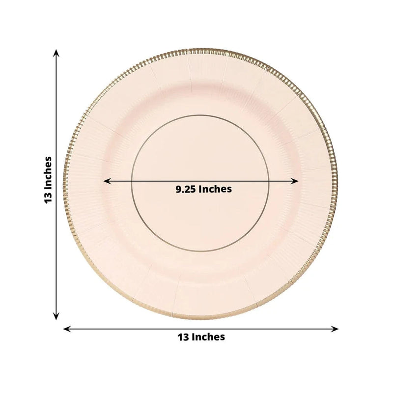 25 Round 13" Disposable Paper Charger Plates with Metallic Rim