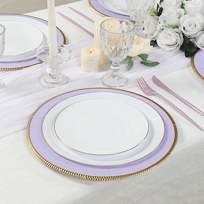 25 Round 13" Disposable Paper Charger Plates with Metallic Rim