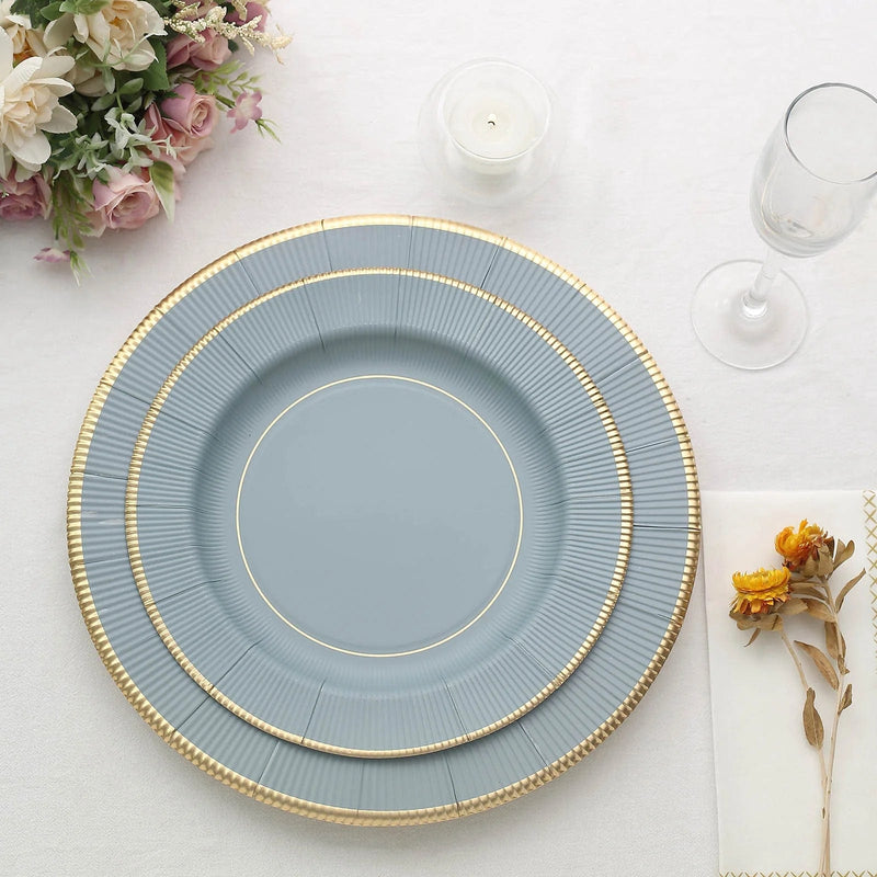 25 Round 13" Disposable Paper Charger Plates with Metallic Rim