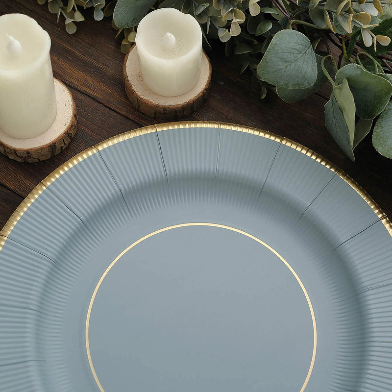 25 Round 13" Disposable Paper Charger Plates with Metallic Rim