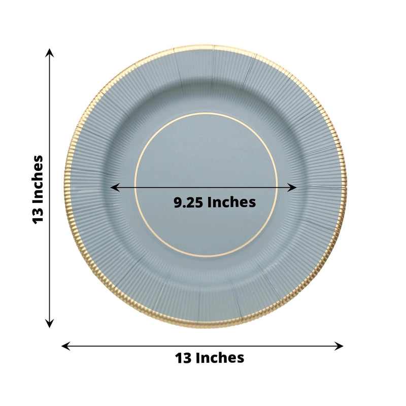 25 Round 13" Disposable Paper Charger Plates with Metallic Rim