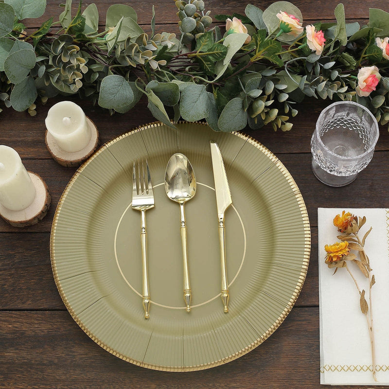 25 Round 13" Disposable Paper Charger Plates with Metallic Rim