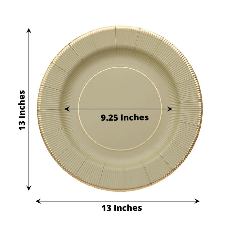 25 Round 13" Disposable Paper Charger Plates with Metallic Rim