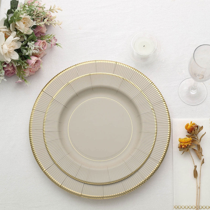 25 Round 13" Disposable Paper Charger Plates with Metallic Rim